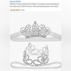 NIB MTLEE 2 Pieces Baby Crown Baby Tiara Baby Crown Headband Little Girl Infant